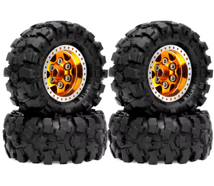 Alloy 1.0 Wheel (4) w/ Rubber Tires for TRX-4M & SCX24 O.D.=57mm