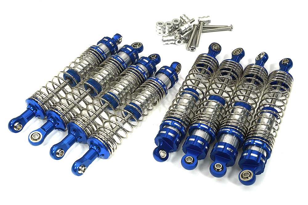 C34064BLUE Billet Machined Performance Shock Set (8) for Tamiya Super Clod Buster - Image 1