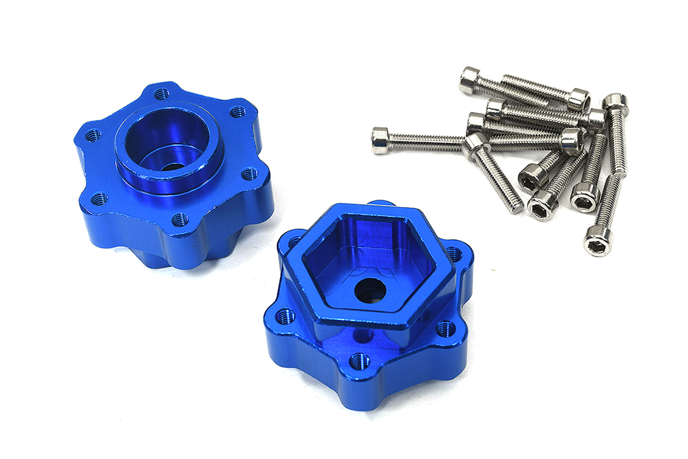 C34094BLUE Alloy +5mm Offset Wheel Adapters (2) Upgrade for Losi 1/8 LMT 1.0 4WD LOS43033 - Image 1