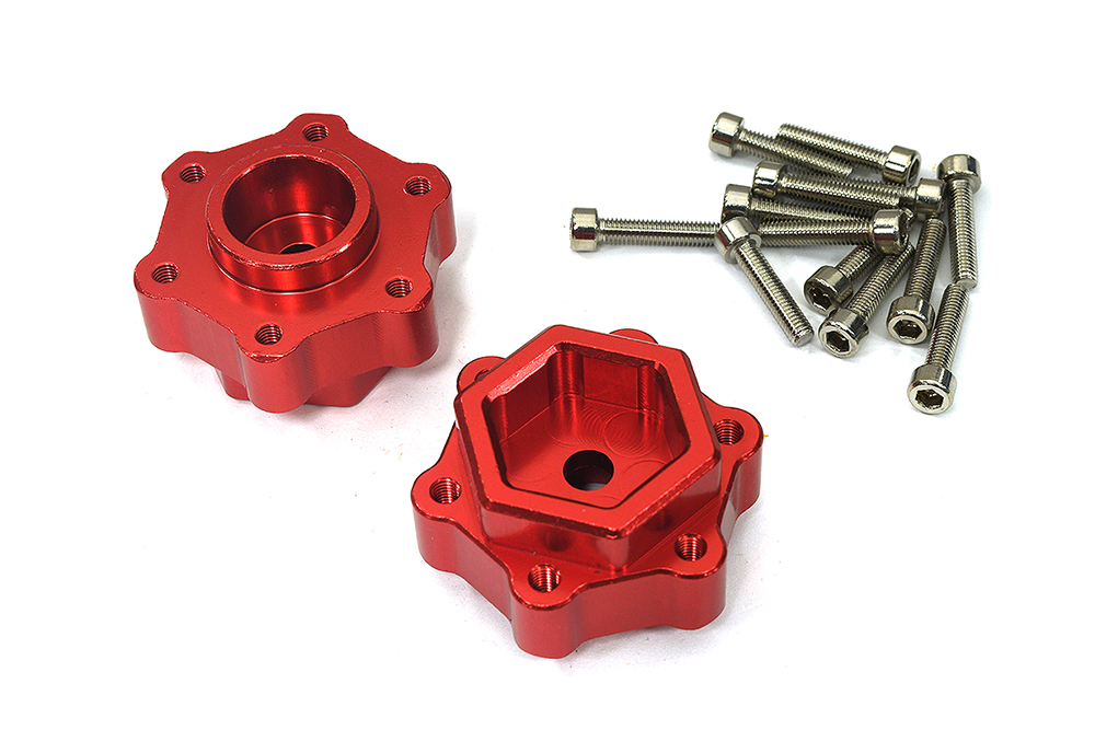 C34094RED Alloy +5mm Offset Wheel Adapters (2) Upgrade for Losi 1/8 LMT 1.0 4WD LOS43033 - Image 1