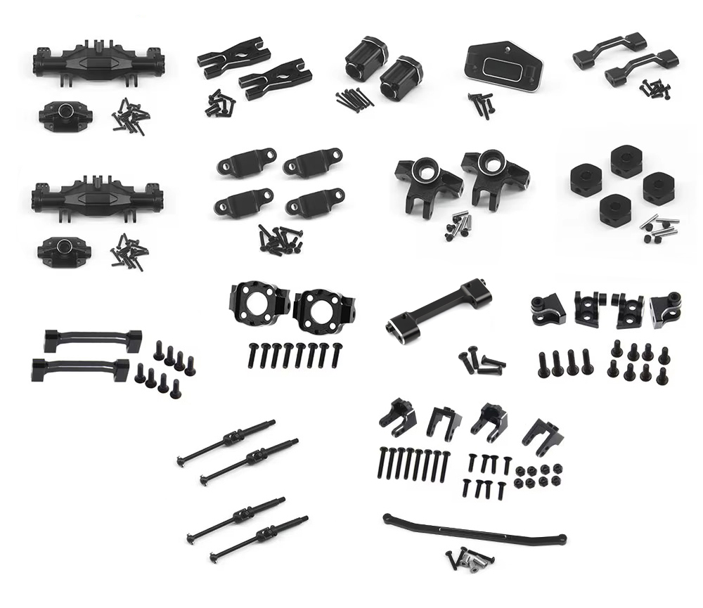 C34097BLACK Complete Alloy Machined Conversion Kit Upgrade for Losi 1/18 Mini LMT LOS01026 - Image 1
