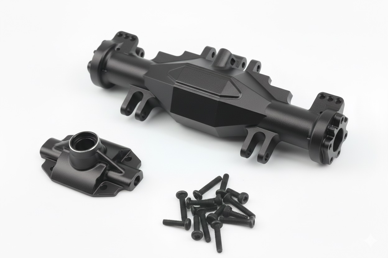 C34098BLACK Alloy Machined Axle (1) Housing Set Upgrade for Losi 1/18 Mini LMT LOS212035 - Image 1