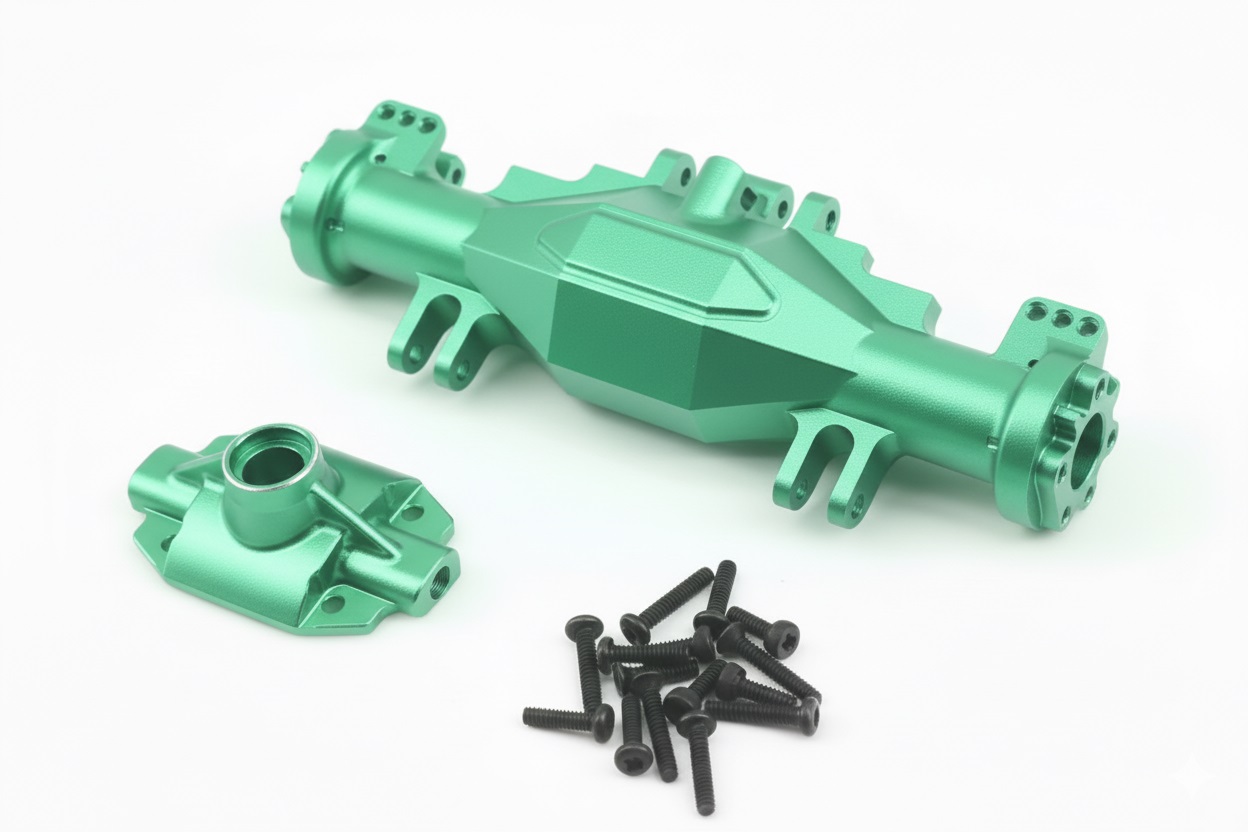 C34098GREEN Alloy Machined Axle (1) Housing Set Upgrade for Losi 1/18 Mini LMT LOS212035 - Image 1
