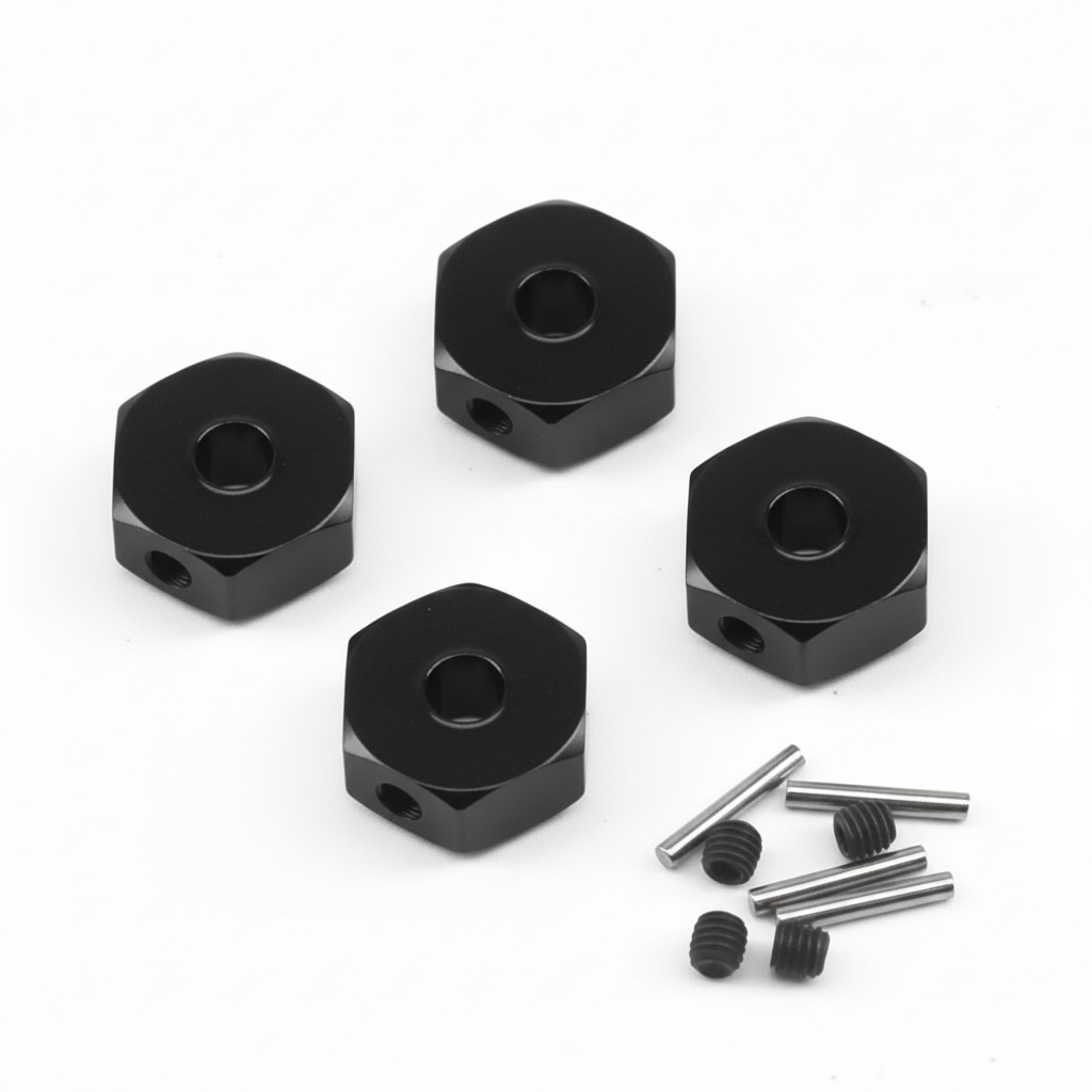 C34111BLACK Alloy Machined 12 x 5mm Wheel Hex Set Upgrade for Losi 1/18 Mini LMT LOS212050 - Image 1
