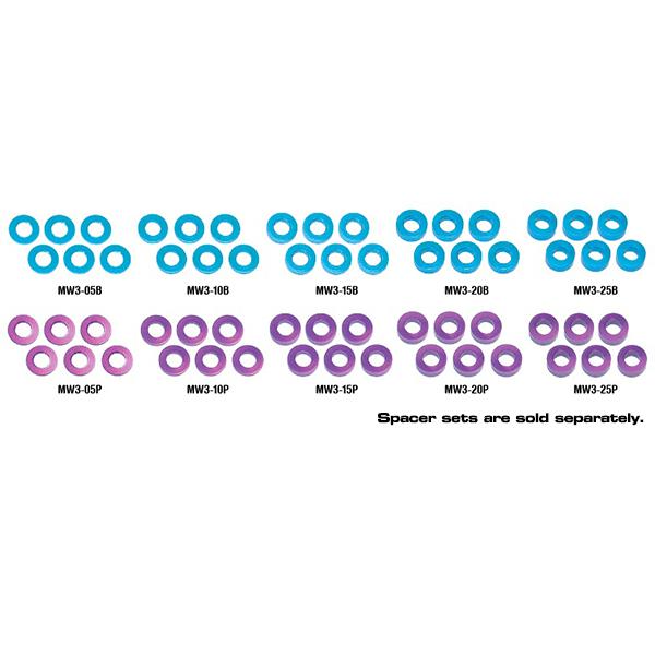 MMR-MW3-15B Muchmore Racing Color Aluminum Adjust Spacer 3.0x1.5mm Blue (6pcs) - Image 1