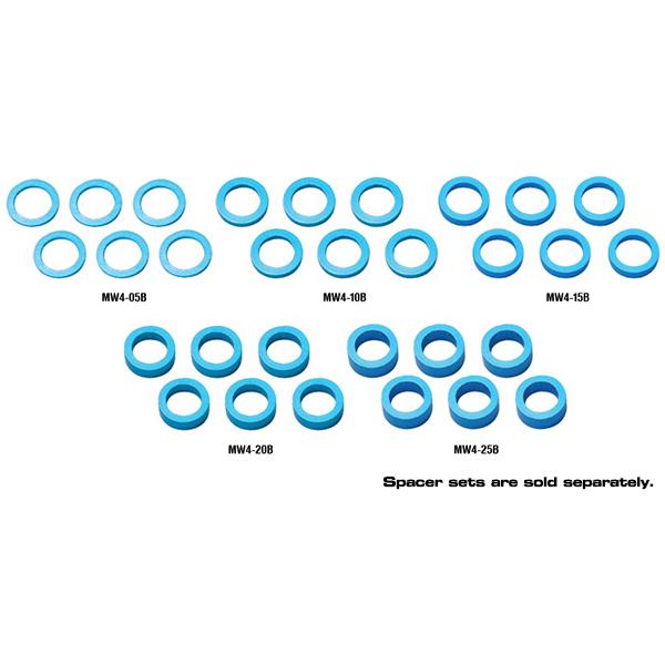 MMR-MW4-10B Muchmore Racing Color Aluminum Adjust Spacer 4x1mm Blue (6pcs) - Image 1