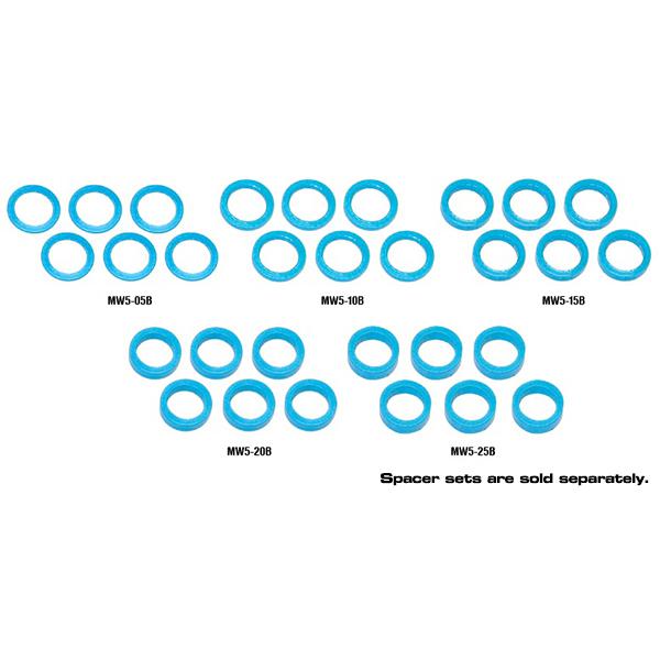 MMR-MW5-05B Muchmore Racing Color Aluminum Adjust Spacer 5.0x0.5mm Blue (6pcs) - Image 1