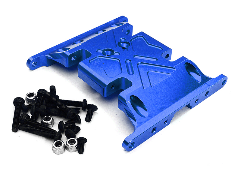 OBM1209BLUE CNC Machined Center Gearbox Mount Skid Plate for Axial 1/10 SCX-10 Crawler - Image 1