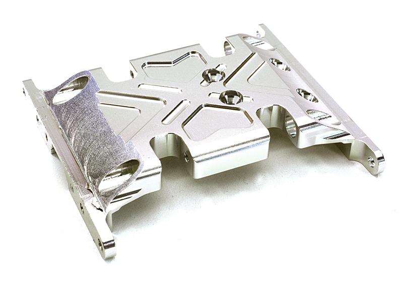 OBM1209SILVER CNC Machined Center Gearbox Mount Skid Plate for Axial 1/10 SCX-10 Crawler - Image 1