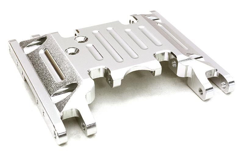 OBM1330SILVER CNC Machined Alloy Center Skid Plate for Axial 1/10 SCX10 II w/LCG Transfer Case - Image 1