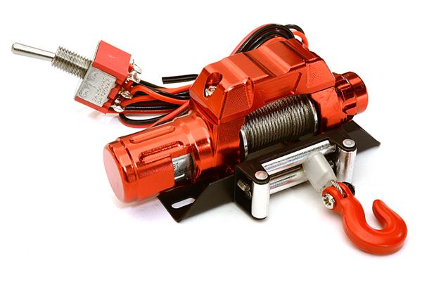 OBM1352RED CNC Machined Realistic Power Winch for Scale Rock Crawler 1/10 Size - Image 1