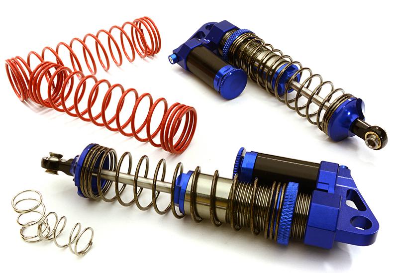 OBM1452BLUE Alloy 100mm Type Piggyback Shock (2) w/ Rebound Adjust for 1/10 Scale Crawler - Image 1