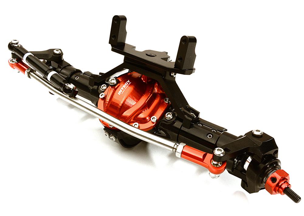 OBM1632BLACKRED Complete 4-Link Front Axle w/ Internals for Axial SCX-10 & Custom 1.9 Crawlers - Image 1
