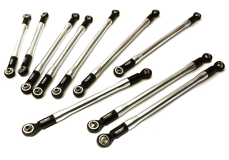 OBM1635BLACKSILVER Complete Aluminum 10-Piece Linkage Set for Custom 1.9 & 2.2 Rock Crawlers - Image 1