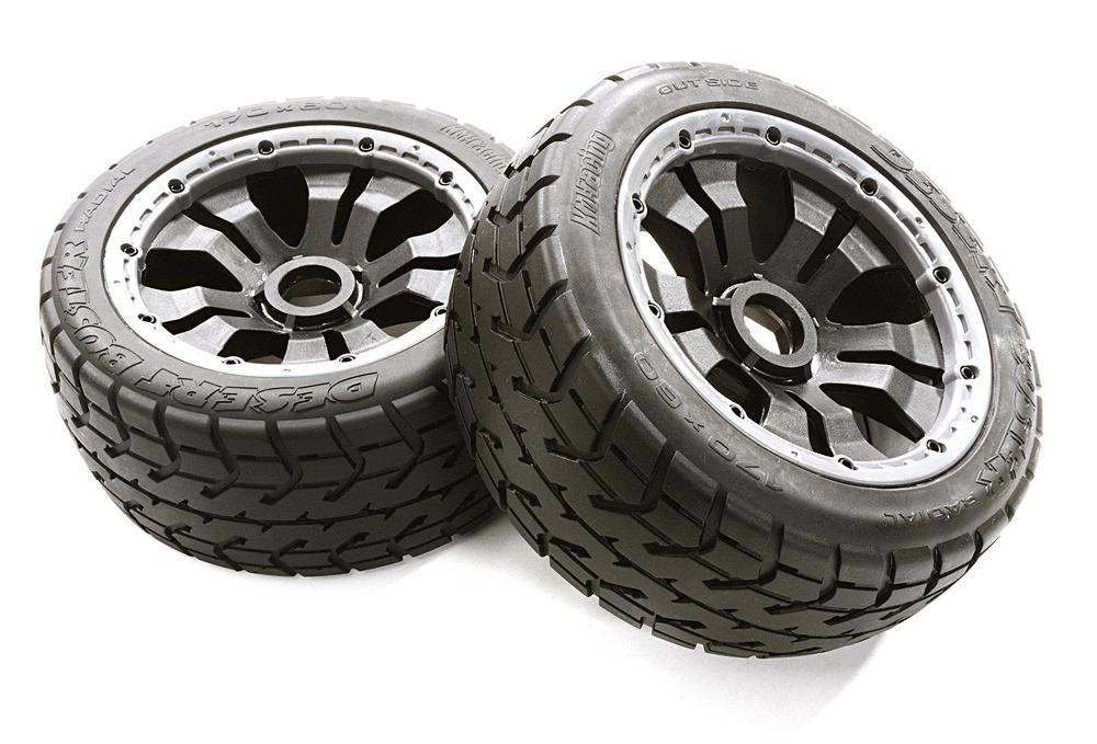OBM1647 Type B507 Front Wheel & Tire Set (2) for HPI 1/5 Baja 5B & 5B2.0 - Image 1