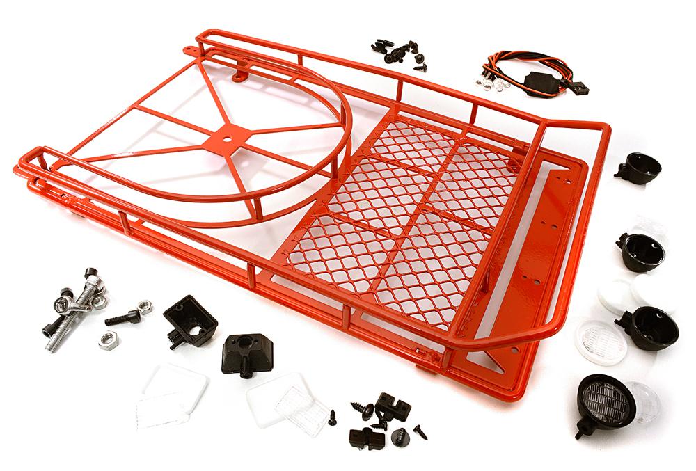 OBM1685RED Realistic 1/10 Scale Alloy Luggage Tray 250x150x45mm with 4 LED Spot Light Set - Image 1