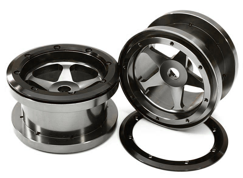 OBM23030GUN CNC Machined 5 Spoke Beadlock 2.2 Wheels (2) for Axial Ridgecrest & Wraith 2.2 - Image 1