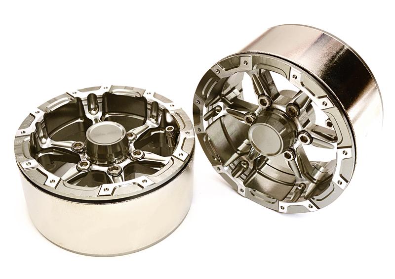 OBM901330GUN High Mass Beadlock Aluminum 1.9 Wheels Spoke-6 for 1/10 Scale Crawler - Image 1