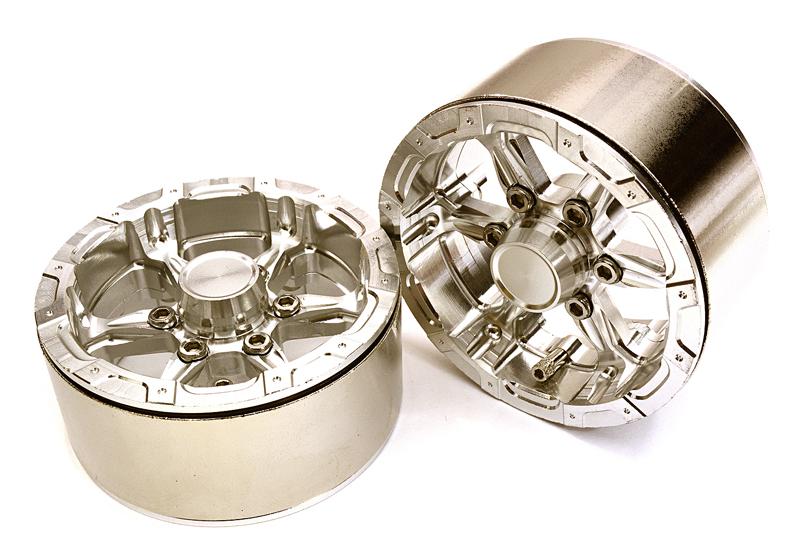 OBM901330SILVER High Mass Beadlock Aluminum 1.9 Wheels Spoke-6 for 1/10 Scale Crawler - Image 1