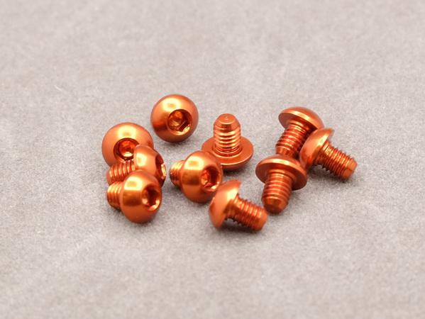 OBMAC-031-ASBO 3 x 4mm Machine Type 7075-T6 Button Head Hex Screw (Orange 10 Pcs) - Image 1