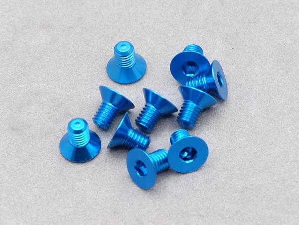OBMAC-042-ASCB 3 x 5mm Machine Type 7075-T6 Countersunk Hex Screw (Blue10 Pcs) - Image 1