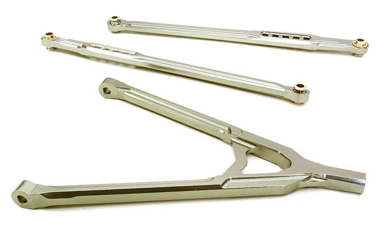 OBMBR233008GUN CNC Machined Aluminum Front Lower Chassis Linkages+Upper Y-Arm for Axial SCX-10 - Image 1