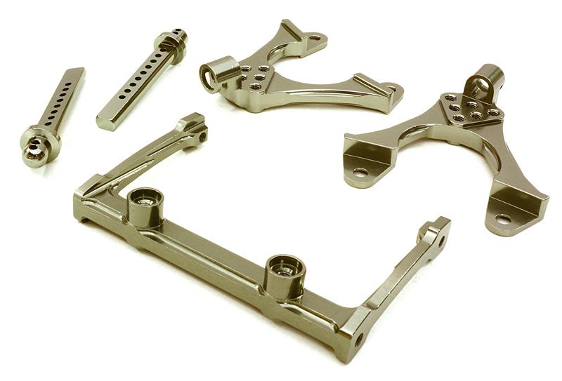 OBMBR233011GUN CNC Machined Front Chassis Brace, Shock Tower & Body Post Kit for Axial SCX-10 - Image 1