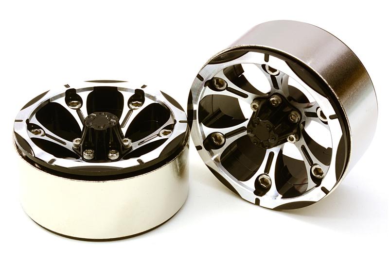 OBMBRW760932BBLACK High Mass Beadlock Aluminum 1.9 Wheels Spoke-6 Type B for 1/10 Scale Crawler - Image 1