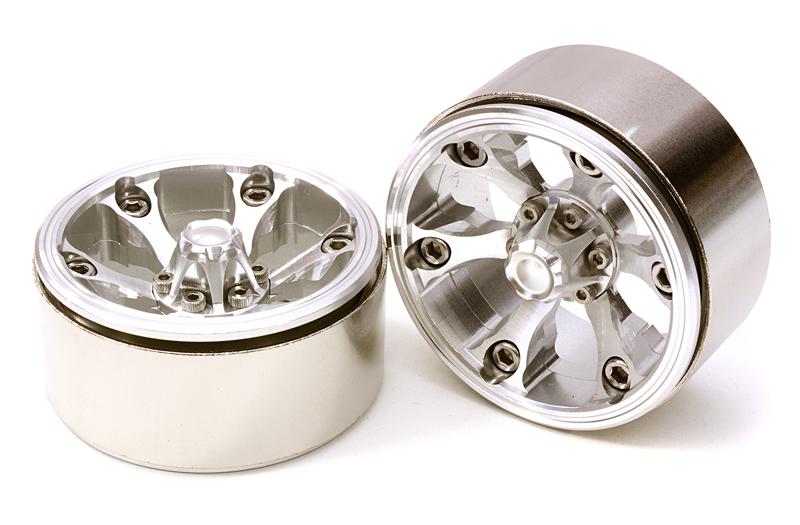 OBMBRW760932CSILVER High Mass Beadlock Aluminum 1.9 Wheels Spoke-6 Type C for 1/10 Scale Crawler - Image 1
