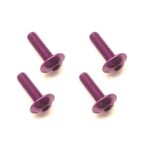 Square R/C M3 x 10mm Aluminum Button Head Hex Screws (Flanged) Purple (4 pcs)