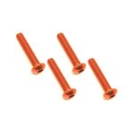Square R/C M3 x 15mm Aluminum Button Head Hex Screws (Orange) 4 pcs.