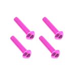 Square R/C M3 x 15mm Aluminum Button Head Hex Screws (Pink) 4 pcs.