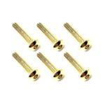 Square R/C M3 x 14mm Stainless Steel Button Head Hex Screws, Gold Plated 6 pcs.