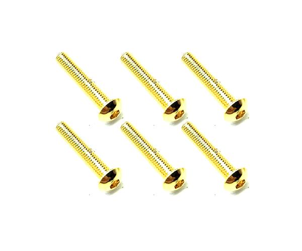 SQ-NSR-316G Square R/C M3 x 16mm Stainless Steel Button Head Hex Screws, Gold Plated 6 pcs. - Image 1