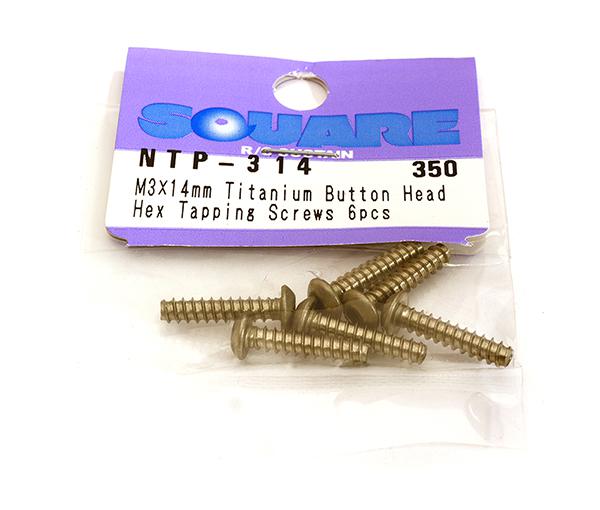 SQ-NTP-314 Square R/C M3 x 14mm Titanium Button Head Hex Screws (6 pcs.) - Image 1