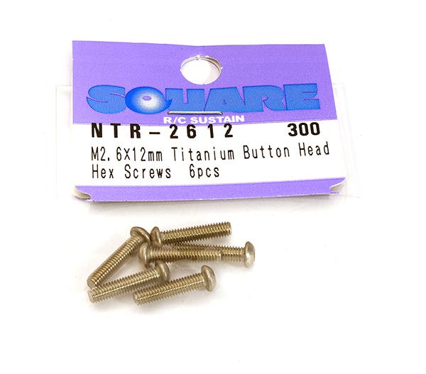 SQ-NTR-2612 Square R/C M2.6 x 12mm Titanium Button Head Hex Screws (6 pcs.) - Image 1