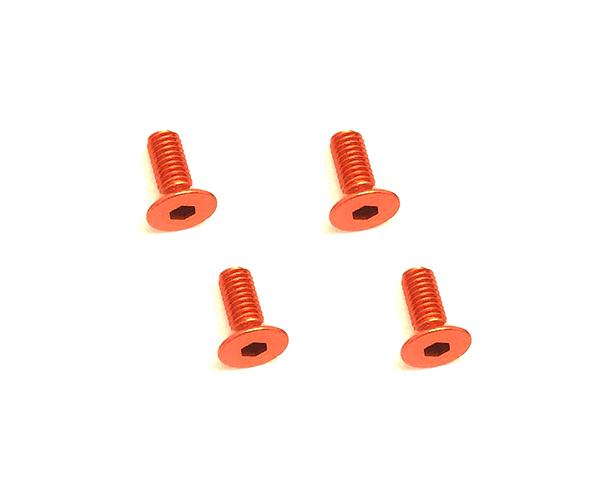 SQ-SAR-308OR Square R/C M3 x 8mm Aluminum Flat Head Hex Screws (Orange) 4 pcs. - Image 1