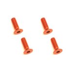 Square R/C M3 x 10mm Aluminum Flat Head Hex Screws (Orange) 4 pcs.