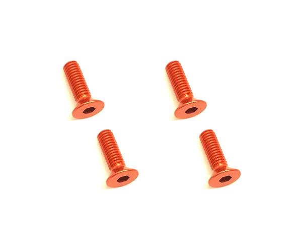 SQ-SAR-310OR Square R/C M3 x 10mm Aluminum Flat Head Hex Screws (Orange) 4 pcs. - Image 1
