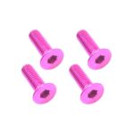 Square R/C M3 x 10mm Aluminum Flat Head Hex Screws (Pink) 4 pcs.