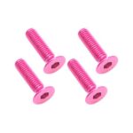 Square R/C M3 x 12mm Aluminum Flat Head Hex Screws (Pink) 4 pcs.