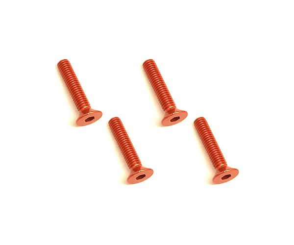 SQ-SAR-314OR Square R/C M3 x 14mm Aluminum Flat Head Hex Screws (Orange) 4 pcs. - Image 1