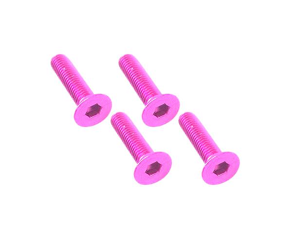 SQ-SAR-314PK Square R/C M3 x 14mm Aluminum Flat Head Hex Screws (Pink) 4 pcs. - Image 1