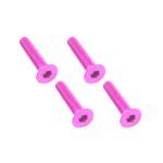 Square R/C M3 x 15mm Aluminum Flat Head Hex Screws (Pink) 4 pcs.