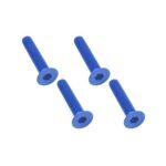 Square R/C M3 x 16mm Aluminum Flat Head Hex Screws (Blue) 4 pcs.