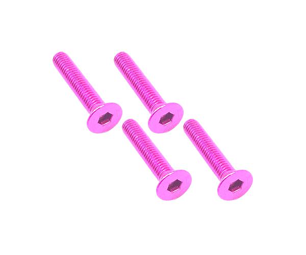 SQ-SAR-316PK Square R/C M3 x 16mm Aluminum Flat Head Hex Screws (Pink) 4 pcs. - Image 1