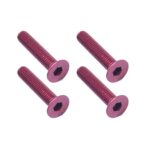 Square R/C M3 x 16mm Aluminum Flat Head Hex Screws (Red) 4 pcs.