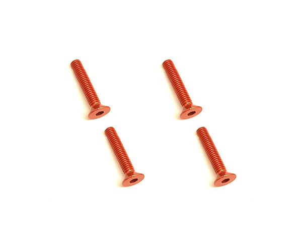 SQ-SAR-318OR Square R/C M3 x 18mm Aluminum Flat Head Hex Screws (Orange) 4 pcs. - Image 1