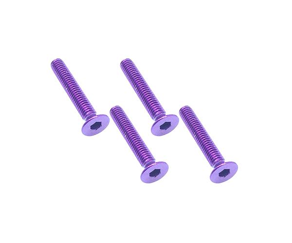 SQ-SAR-318P Square R/C M3 x 18mm Aluminum Flat Head Hex Screws (Purple) 4 pcs. - Image 1