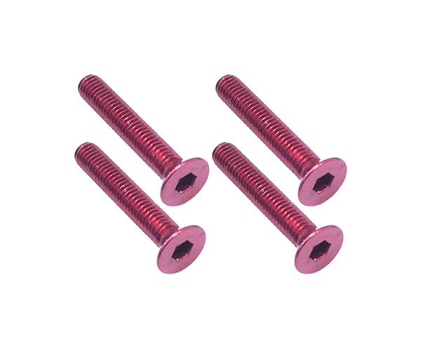 SQ-SAR-318R Square R/C M3 x 18mm Aluminum Flat Head Hex Screws (Red) 4 pcs. - Image 1